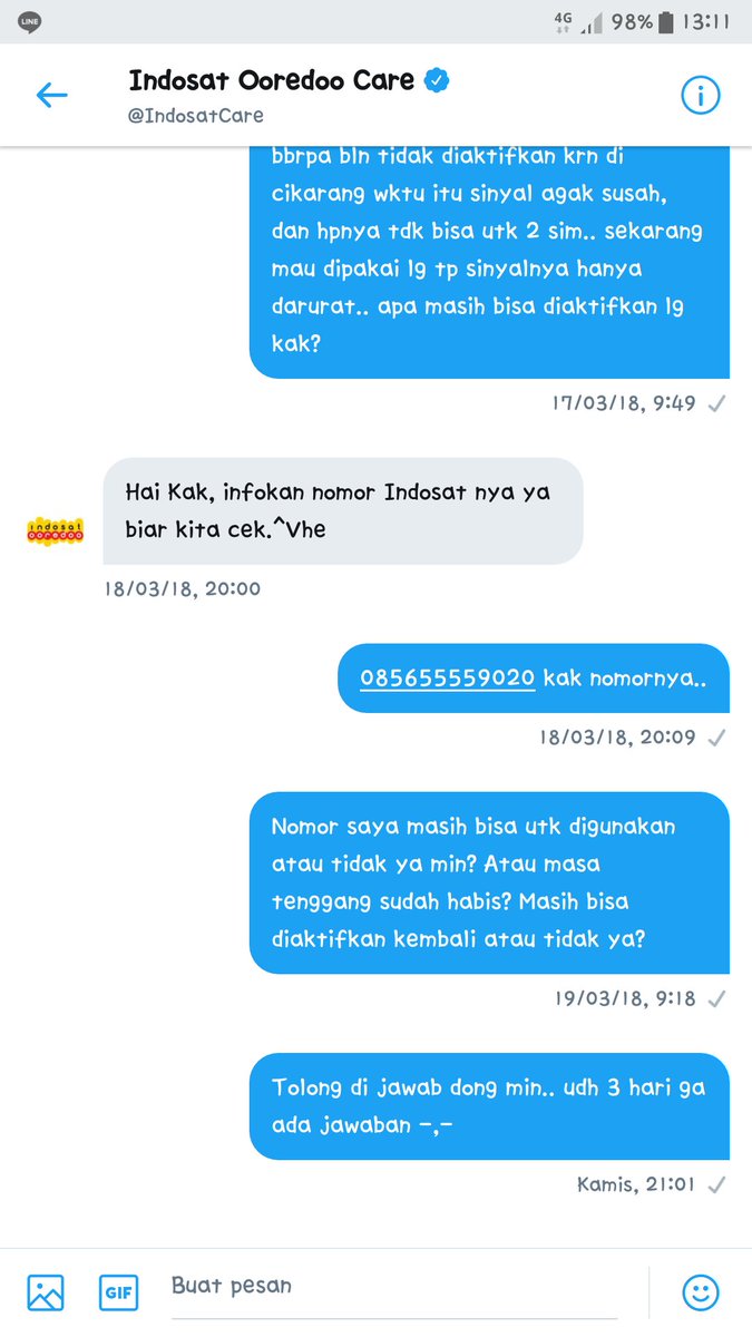 tittaaaaa's tweet photo. Nanya gini doang ga dijawab2 ampun dah.. pelayanannya gini amat @IndosatCare https://t.co/fXudR2Y3gj