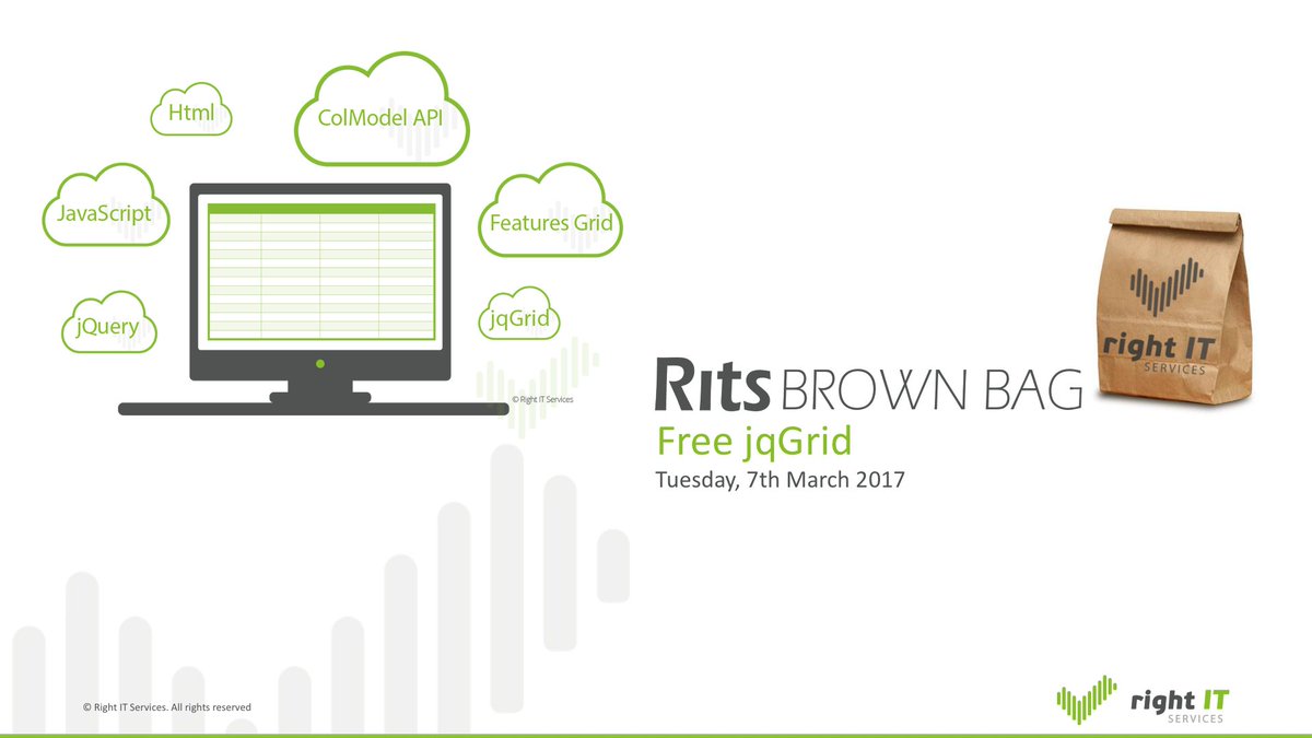 rightit_PT's tweet photo. 👉 In this Brown Bag about Free jqGrid, you can learn more about what is jqGrid and how to use it: https://t.co/ecn8deLXNB
#RightITservices #BrownBag #Javascript #HowTo https://t.co/xzMQuPtqhU