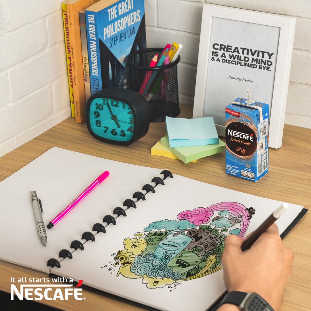 Untuk kamu yang berjiwa seni dan punya banyak ide, NESCAFÉ UHT akan menemanimu berkreasi. Oiya, jangan lupa submit idemu ke NESCAFÉ Kickstart! #ItAllStartsWithaNESCAFÉ #NESCAFÉKickstart