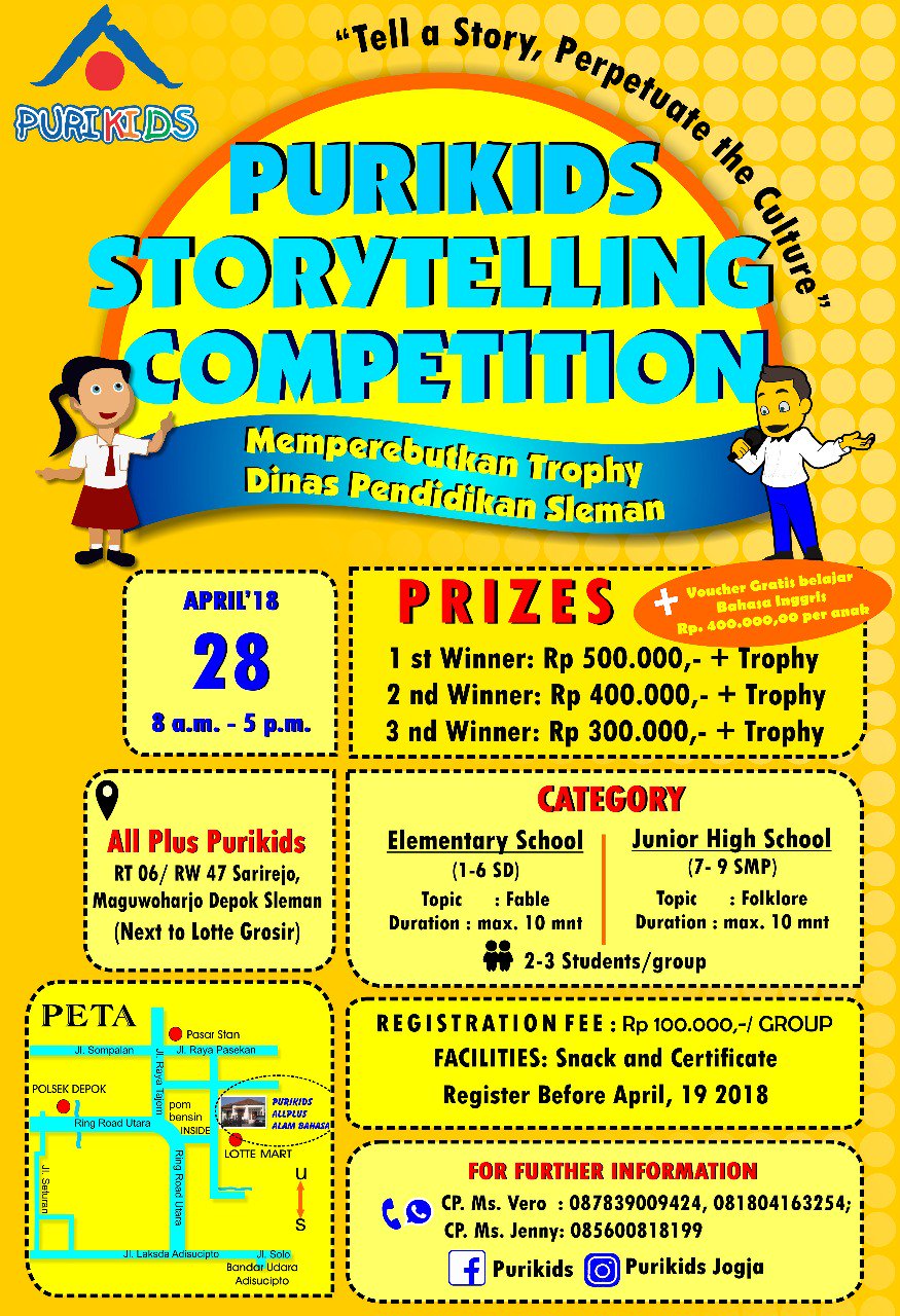 Purikidsjogja On Twitter Come And Join Our Next Month Even A Storytelling Competition It S A Good Chance To Grow Your Kids Confidence In English Storytelling Students Jogjakarta Yogyakarta Sekolahmenengahpertama Sekolahdasar Bahasainggris