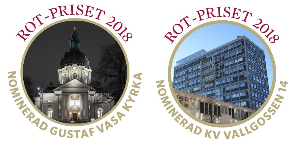 KUL, vi är nominerade till ROT-priset med både Gustaf Vasa kyrka och Kv Vallgossen! 
byggvarlden.se/har-ar-de-nomi…
