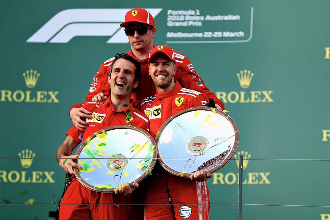 First win of the season.
Double #podium for <a href="/ScuderiaFerrari/">Scuderia Ferrari HP</a> in the #AustralianGP with Sebastian #Vettel and Kimi #Raikkonen
Let's do it 💪
#RedPower #Ferrari #F1
