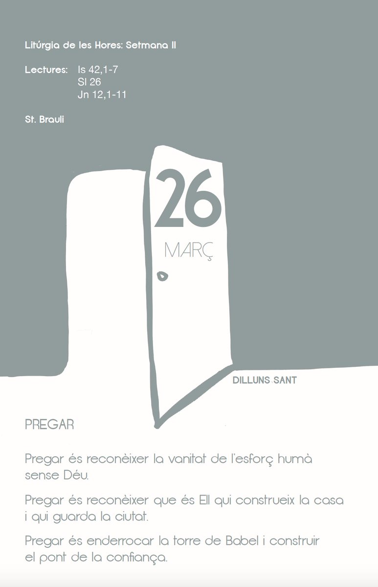 bisbatgirona's tweet image. ☕️ #bondia &quot;#Pregar és reconèixer que és Ell qui construeix la casa i qui guarda la ciutat.&quot; #Calendari #Quaresma #BisbatGirona #DillunsSant #SetmanaSanta