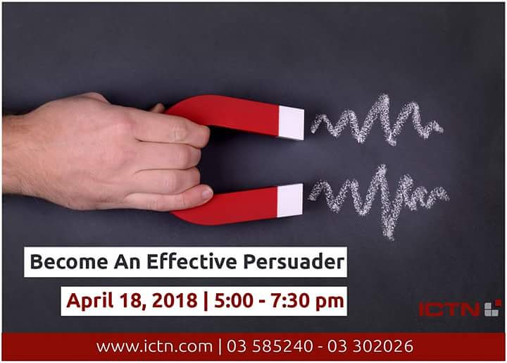 ICTN's tweet photo. Join ICTN's #workshop on "Become an #Effective #Persuader" April18 | 5-7:30 pm

To know more about this workshop 
https://t.co/6ow8Yk5yI3
03585240|03202026
rawada@ictn.com|sarah@ictn.com

#training #effective #persuader #influencer #leadership #management #Lebanon #beirut https://t.co/X8HVFLCnym