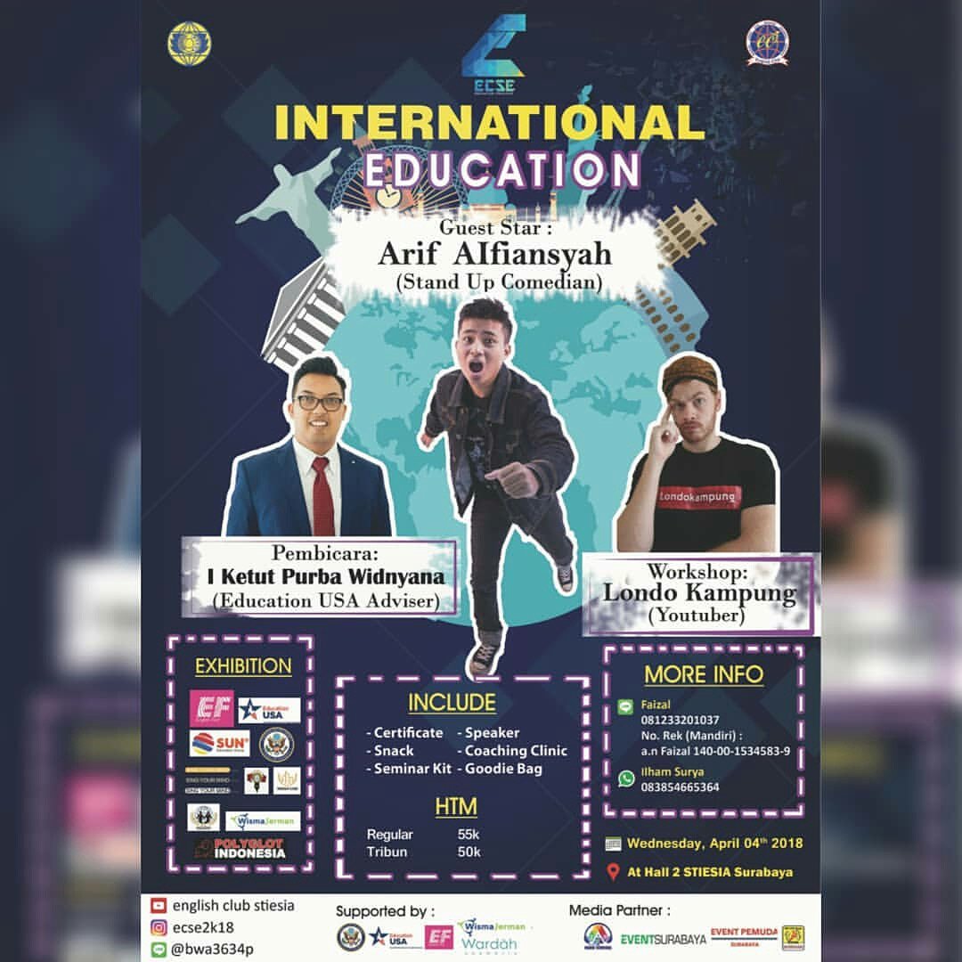 #ecse2k18 #englishclubstiesia #eventkampus#stiesia #standupcomedy #Workshop #exhibition#coachingclinic #seminarsurabaya #event#surabaya #eventsurabaya