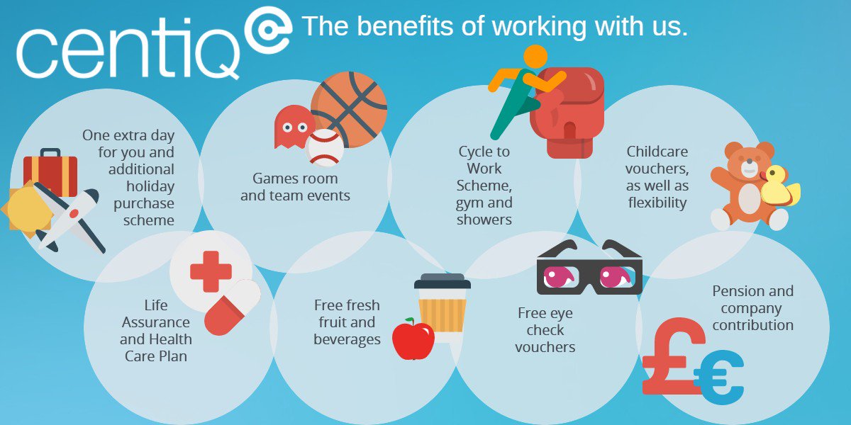 Aimi Stott, Centiq's Head of HR, asks 'why work for Centiq?'... Looks like the perks list has grown significantly...! #passionate #people #team #happiness ow.ly/RcAN30j9lgf