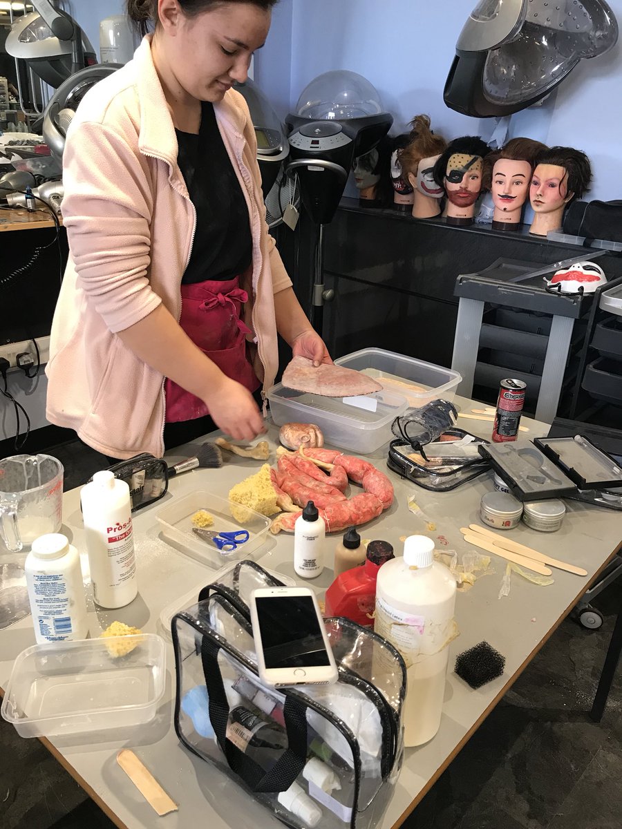 HNC Fashion make up student working with ideas for graded unit, looks like scene from CSI ! #morethanjustacollege #DAG2G