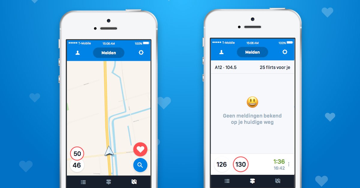 Vanaf vrijdag beschikbaar: de nieuwe feature Flirtmeister! 🚗  Gebruikers met versie 7.3 krijgen de mogelijkheid om één keer per half uur een flirt te versturen. Aan het einde van de rit krijg je een overzicht met de ontvangen flirts. Meer info? Check: bit.ly/2Gsq6cb