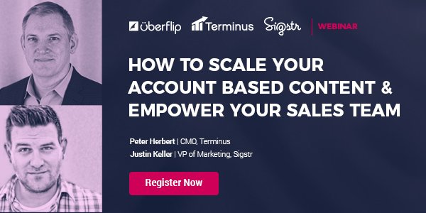 Uberflip's tweet photo. We're teaming up with @SigstrApp and @Terminus for an #uberwebinar on Thursday at 2 p.m. ET! Learn how to:
1οΈβ£ Personalize your #ABM content at scale
2οΈβ£ Leverage your sales team for content distribution
3οΈβ£ Win over your top accounts!
Register: https://t.co/XTp94TJ5iF https://t.co/Qvp5Rgpy8R