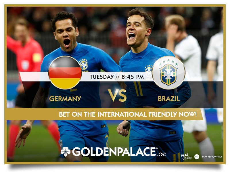GoldenPalaceBE's tweet image. Pariez 10€ sur 'Score final : 2-2' entre le Brésil et l'Allemagne lors de ce match amical et remportez 100€ ! #GERBRA #INTfriendlies bit.ly/2G5JZGF