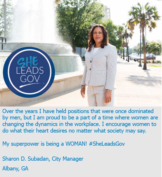 It is still Women's History Month and so many women lead in local government. Ms. Subadan motivates her leadership team everyday to work with excellence. <a href="/SheLeadsGov/">SheLeadsGov</a>