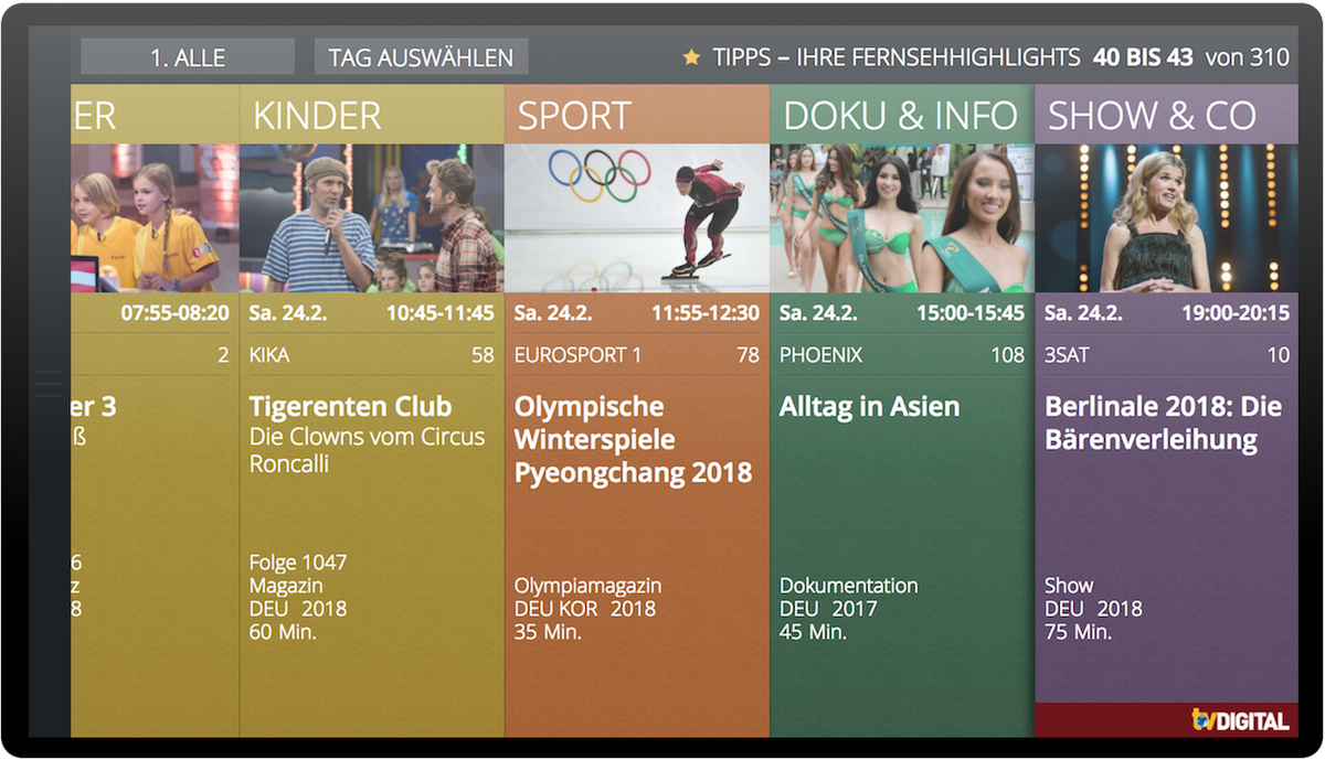 funke_dtvg's tweet photo. One of many ways to make use of our Content Discovery API: Top editorial recommendations in 6 different categories in a stunning visual design for connected TVs. Experience it: https://t.co/mJI05ZEy1N #contentdiscovery #connectedtv #epg #metadata #tvguide https://t.co/aMJG4XfazU