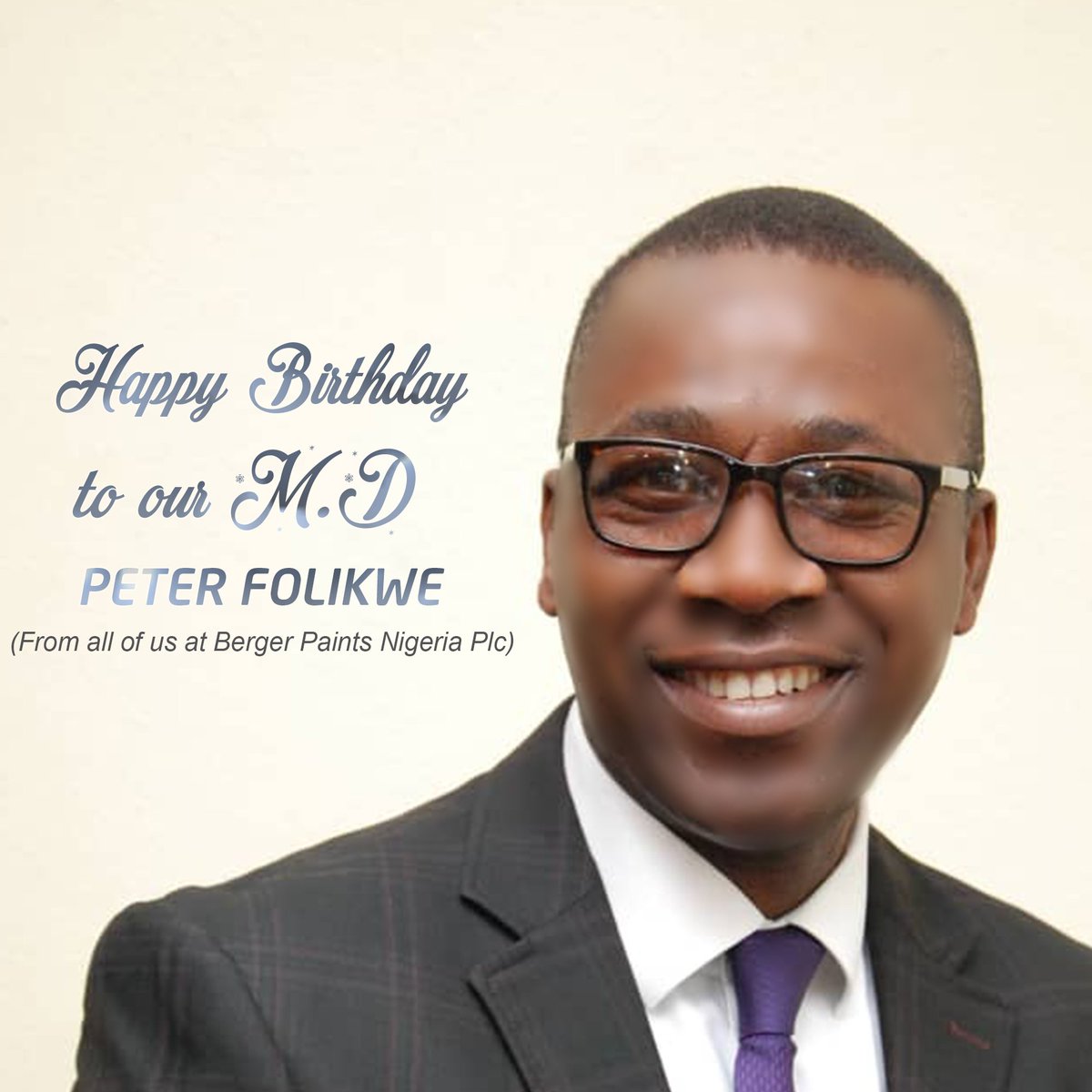 Bergerpaintsng's tweet photo. On this special day,we celebrate our MD.
We wish you all the very best, joy and blessing.
We wish you wonderful suprises that gives you lasting memories.
Have a fantastic birthday and many more to come.
Happy Birthday Sir.
#Bergerpaintsnigeria
#Humansofberger
#Birthday
#Happyday. https://t.co/wNqS72wgMe