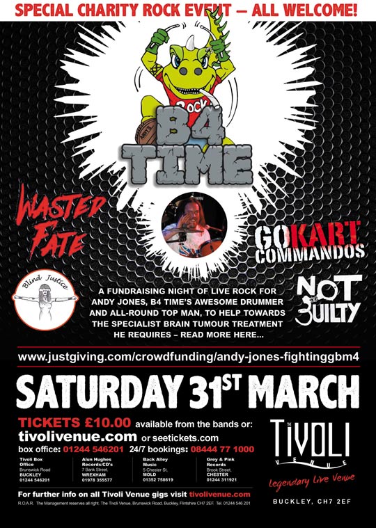 Sat 31st March - A very special charity rock night in aid of Andy Jones

ADV £10 - ALL MONIES RAISED FROM TICKET SALES WILL GO TO ANDY