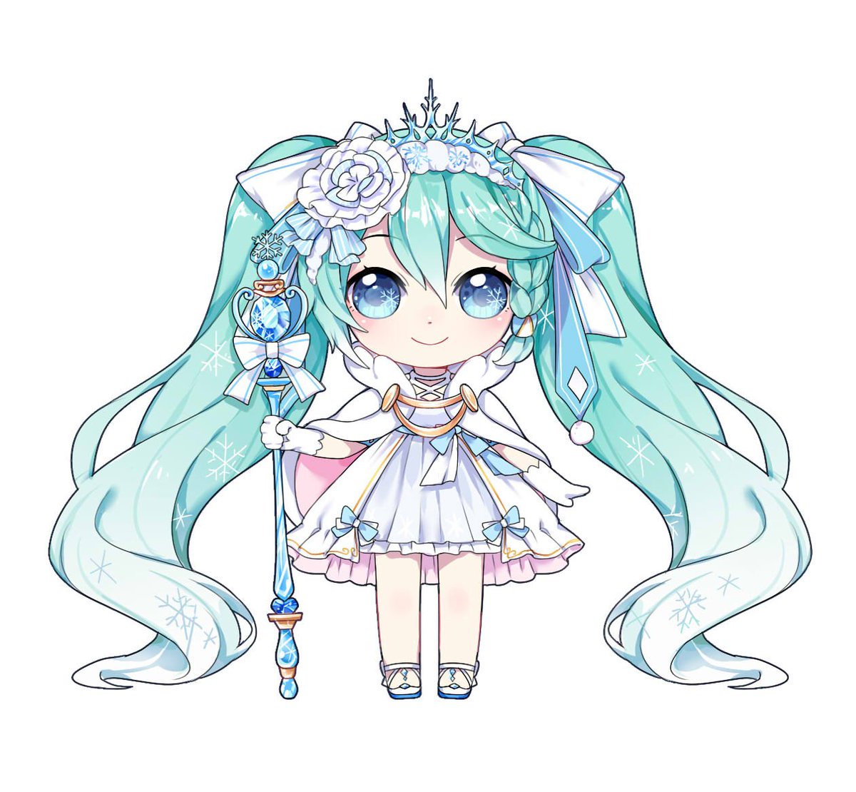 初音ミク ,雪ミク 「でけだあああ!!プリンセス雪ミクちゃん!!!
今年もよろしくお願いします???
」|西名✨低浮上のイラスト