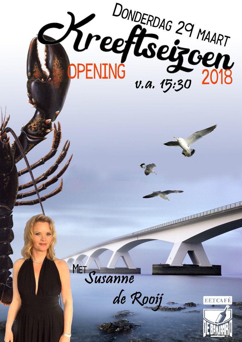 Banjaardje's tweet photo. Donderdag 29 maart: opening kreeftenseizoen mmv Susanne de Rooij!! #gezellig #feestjuh  #Zierikzee https://t.co/RgK62Sfec6