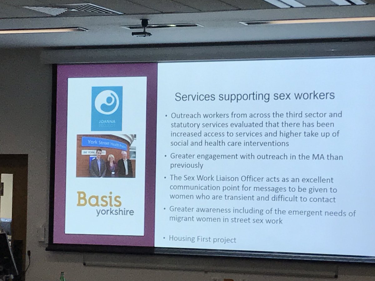 TeelaSanders's tweet photo. Fantastic to hear about the work of @BasisSexWork @BasisYorkshire in an academic context. #managedarea #endviolenceagainstsexworkers https://t.co/E0EFksHRU7