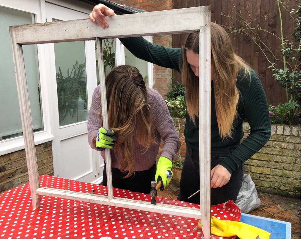 Our production team hard at work prepping the set for Tuesday’s opening night! @Omnibus_Theatre