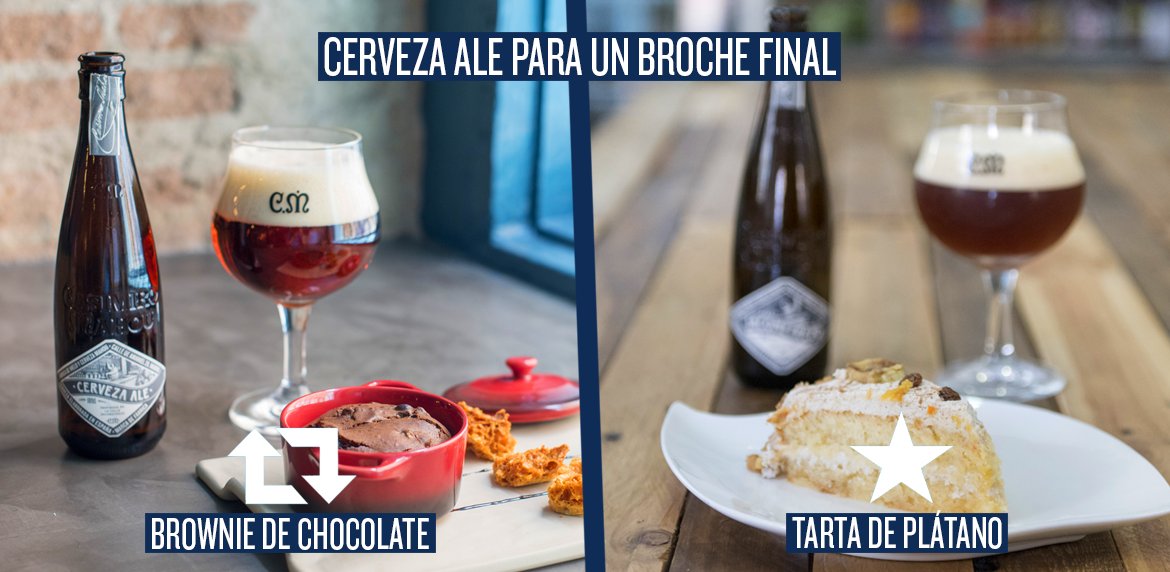 Deja sitio para el postre. ¿Brownie o tarta de plátano? Tú decides cómo acompañar #CasimiroMahou #CervezaAle