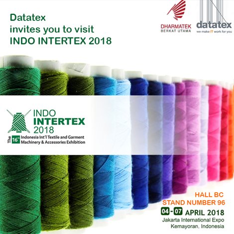 DATATEX_ERP's tweet photo. 4-7 APRIL 2018 | Datatex invites you to visit INDO INTERTEX 2018 @DATATEX_ERP #IndoIntertex2018
https://t.co/j9dCRFJsuO https://t.co/imx3xShNrF