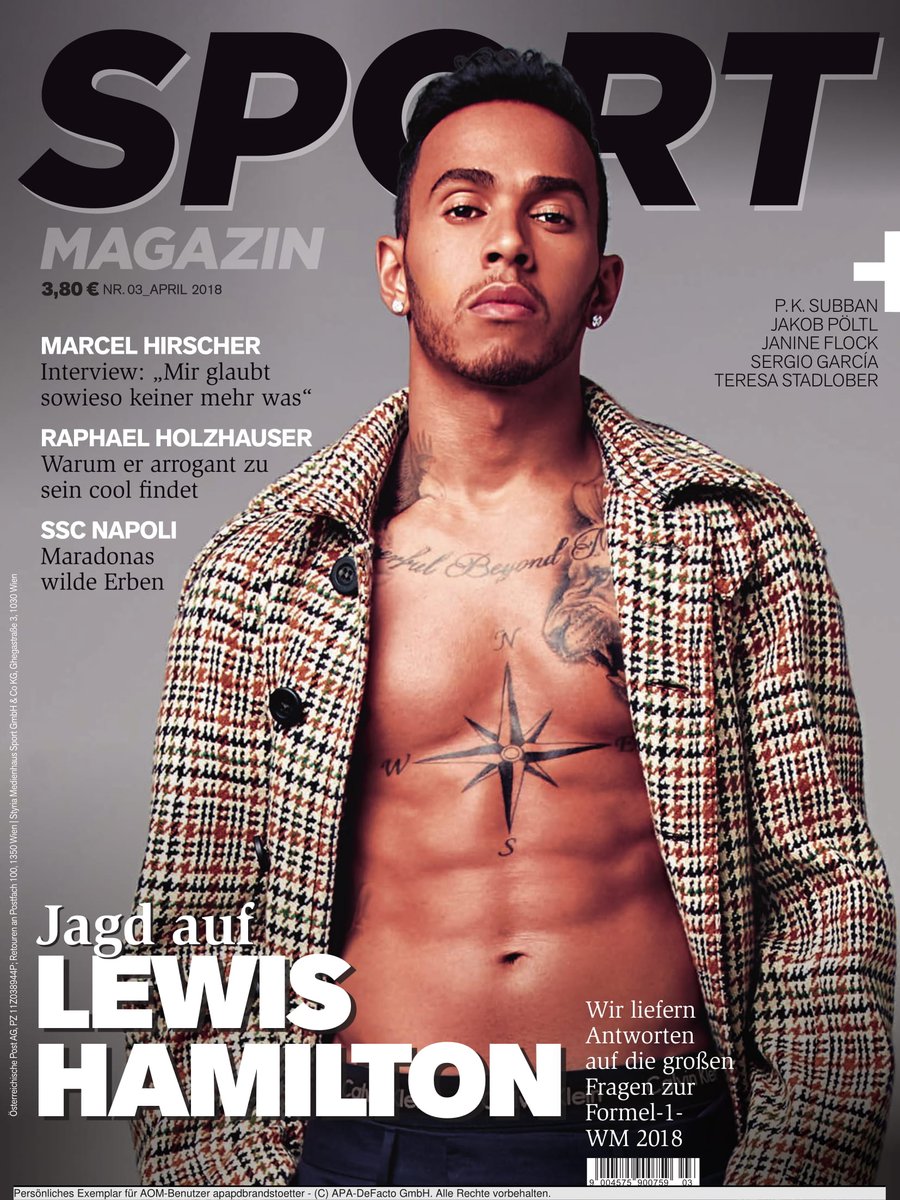 Check out <a href="/LewisHamilton/">Lewis Hamilton</a> for the cover of <a href="/sportmagazin_at/">Sportmagazin</a>'s April issue. Photograph by Mike Ruiz, <a href="/lickerishltd/">Lickerish LTD</a>. 
<a href="/mikeruiz1/">Mike Ruiz</a> #LewisHamilton #MikeRuiz #SportMagazin