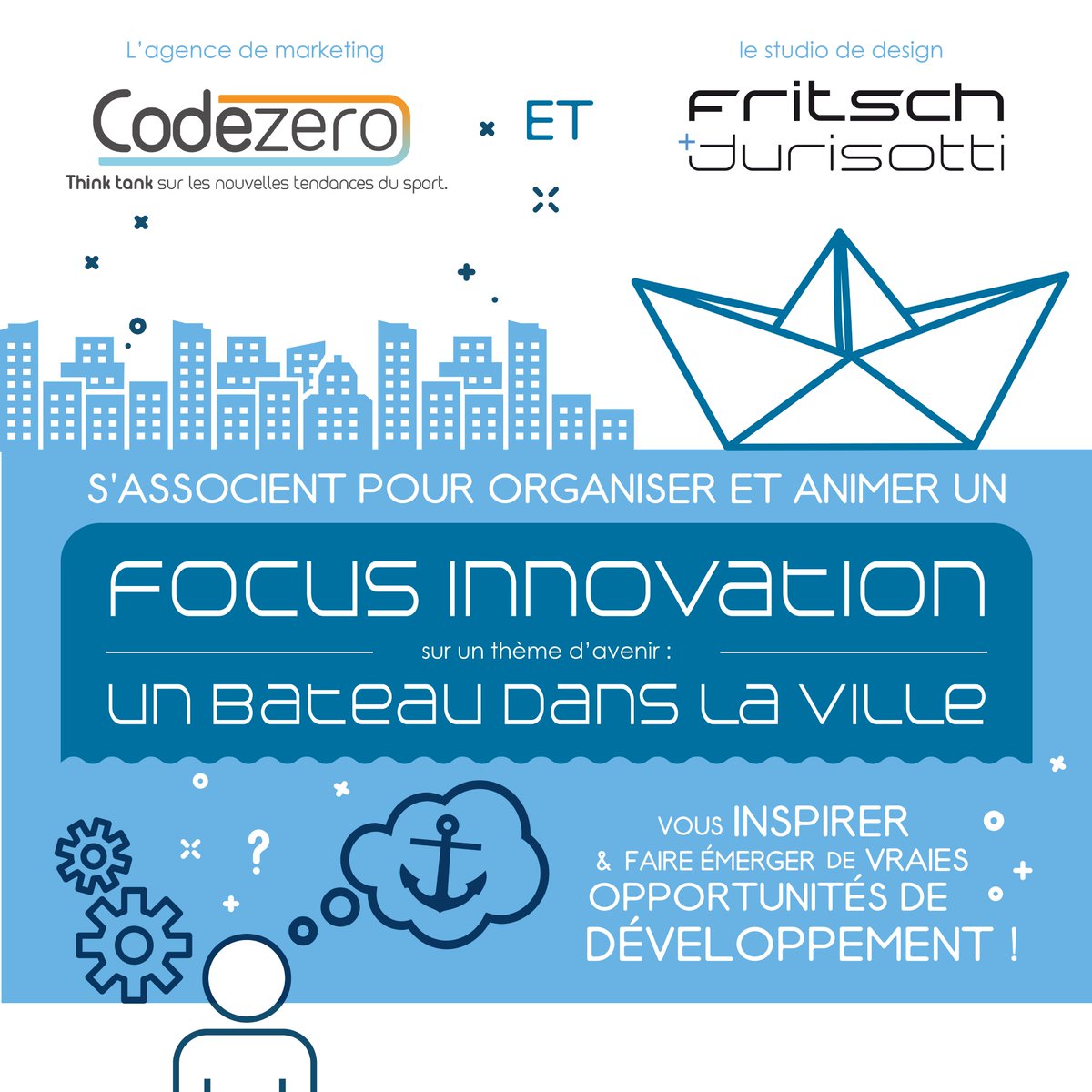 FOCUS INNOVATION ! 
Nous organisons et co-animons un atelier avec l'AGENCE CODEZERO, sur le thème "un bateau dans la ville"...

Avis aux curieux-entrepreneurs ; ça va tanguer.

Pour vous pré-inscrire rendez-vous sur doodle : lnkd.in/epNAyvE
