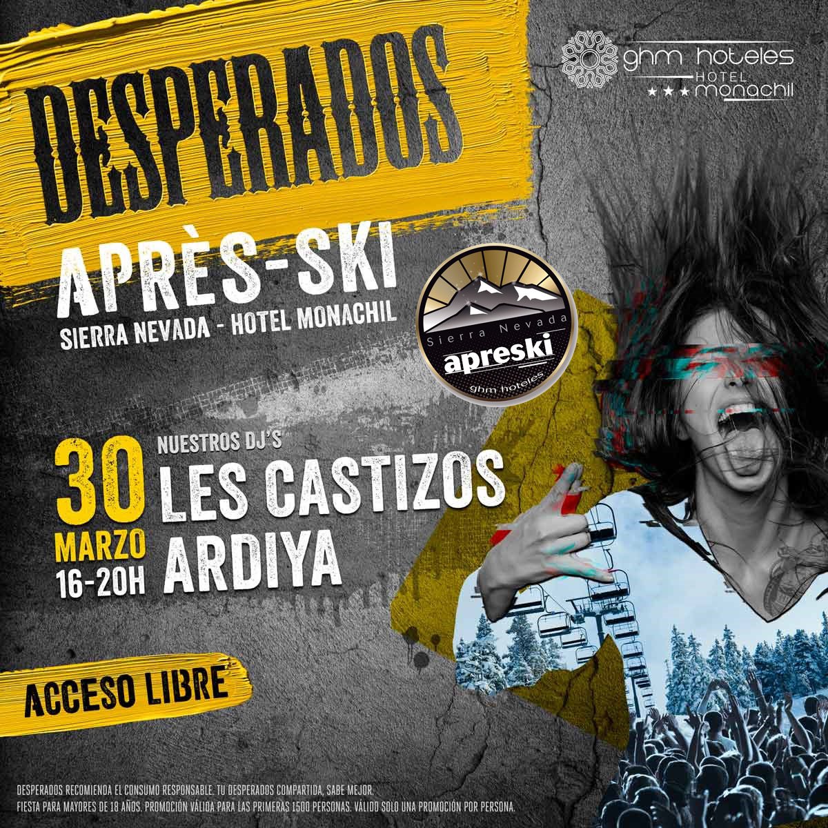 🏔️❄️Este viernes te esperamos en el #ApreSki #SierraNevada en la mejor <a href="/Desperados_es/">Desperados España</a> #Party ¡No te la puedes perder!🔈🎶🍻 #SN2017 #snow
ghmhoteles.com/es/noticias/de… <a href="/desperadosbeer/">Desperados</a>
