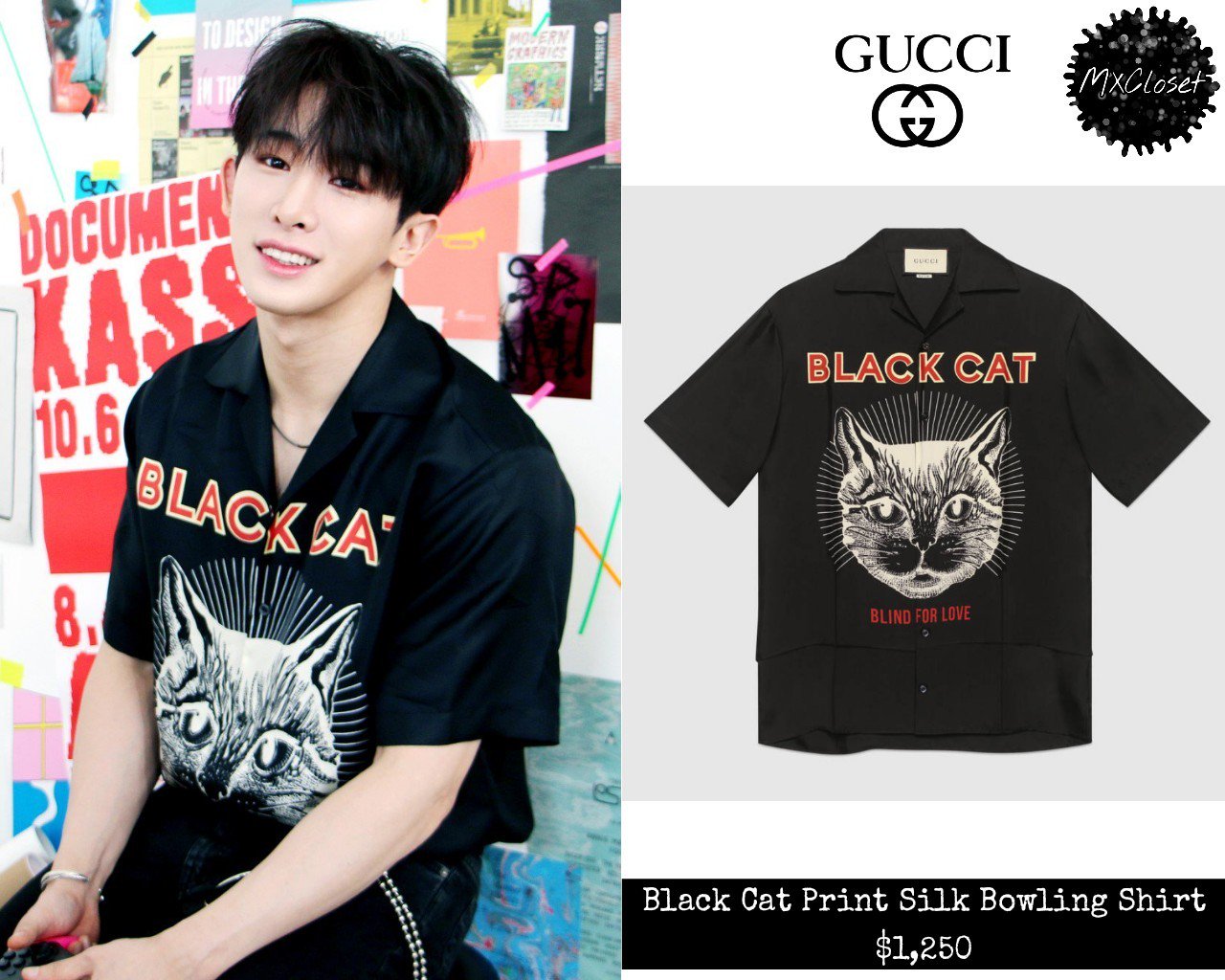 gucci black cat bowling shirt