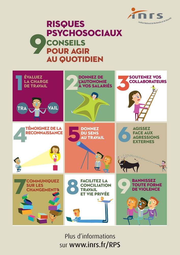 [#Infographie] #Stress, #harcèlement, #agression, #burnout…  Comment agir au quotidien pour prévenir les #RPS en #entreprise ? Réponses en 9 conseils 👉 ow.ly/kjDB30j9uQy 
#SantéTravail #PrioritéPrévention