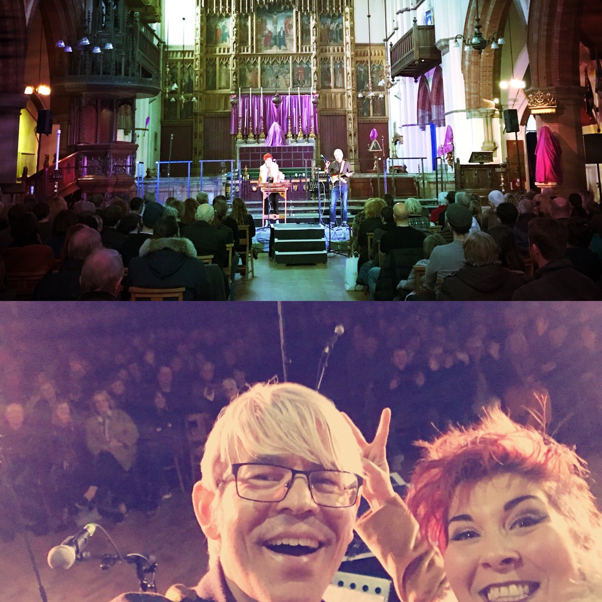 2/3: Really appreciative crowd who took it in good humour when we asked them to pretend that about 300 of them were there for us and not #soulofthecitychoir! #folk #indiefolk #altfolk #livemusic #musicinchurches #crowdselfie