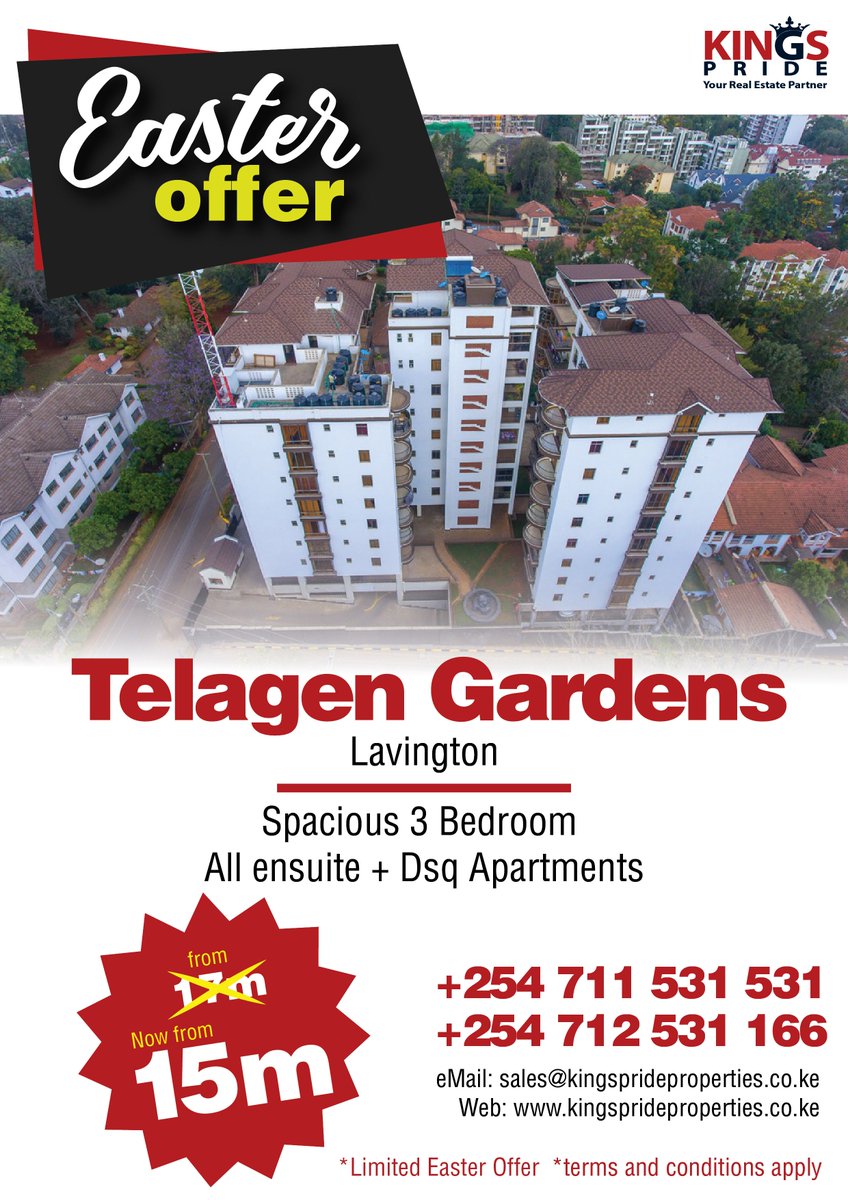 Kingspridekenya's tweet photo. Easter Offer Alert! A few units in Lavington. Hatheru Road https://t.co/bpXc5uWcLn