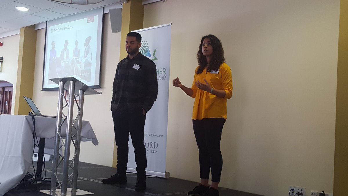 LauraEWalker's tweet image. Dr Zainab Zhan and Alex Mormoris flying the flag for @UWELaw @UWEBristol @Bristol_Equity @KeeleAlt discussing the Equity programme 👌#alt2018