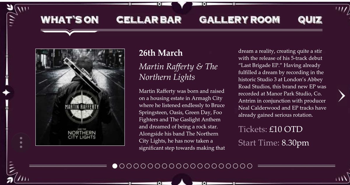 Last few dates before we sail home. Next stop is St.Jame's Wine Vaults Bath
#stjameswinevaults #bath #uktour #martinraffertyncl #rockband #singersongwriter #armagh