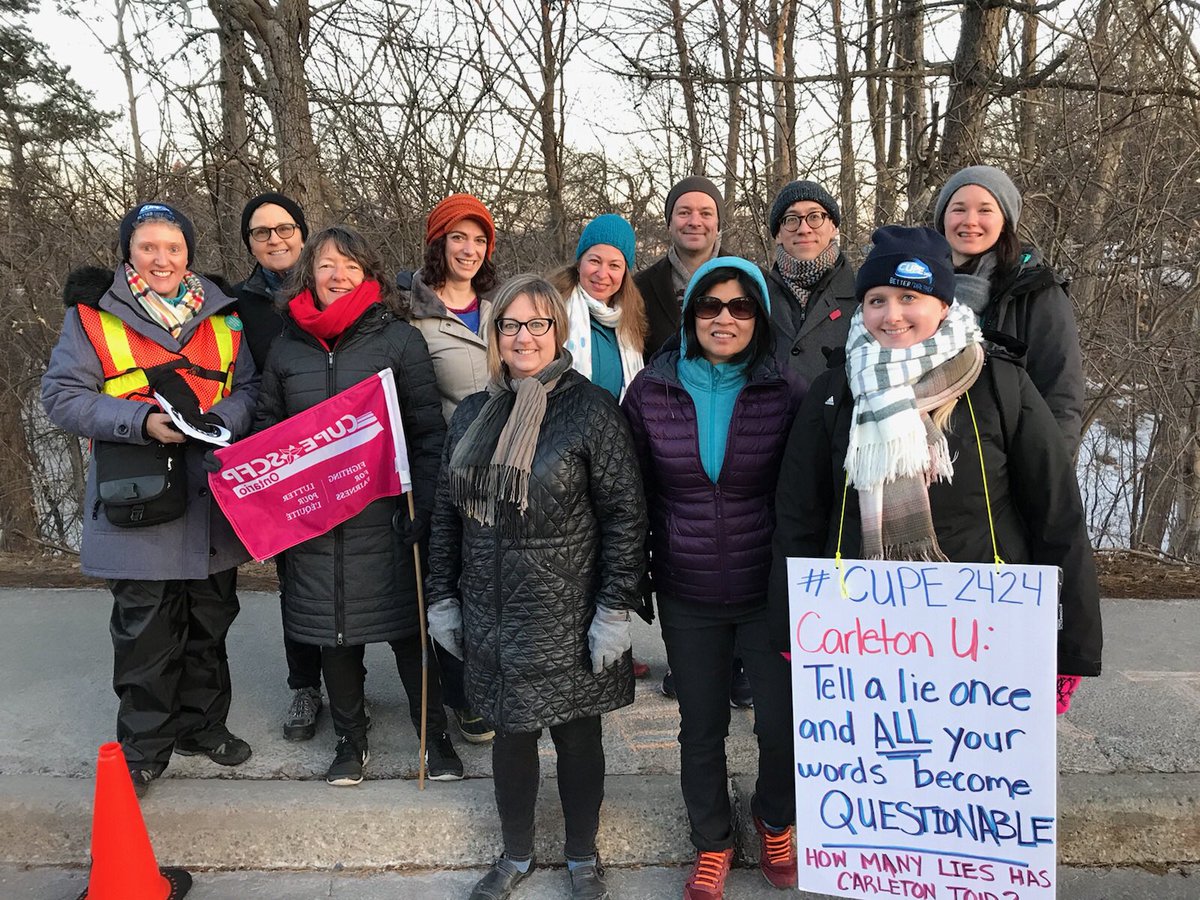 CUPE2424's tweet image. Day 16: Communications faculty on the picket lines in support of CUPE 2424. #WeAreCarleton #BetterTogether #carletonstrike #cupe2424 #carletonu #carletonuniversity