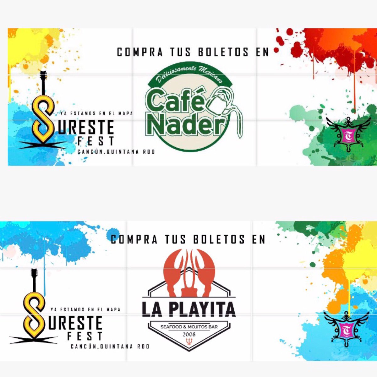 Recuerden que ya pueden adquirir sus accesos para <a href="/surestefest/">Sureste Festival</a> en nuestros puntos de venta ubicados en:
<a href="/LaPlayitaCancun/">La Playita Cancun</a> n &amp; @cafenadercun 
o a través de la página de <a href="/elektrotickets/">ELEKTROTICKETS.MX</a> 
¡Nos vemos el 5 de Mayo! 👊🏻
#yaestamosenelmapa #surestefest