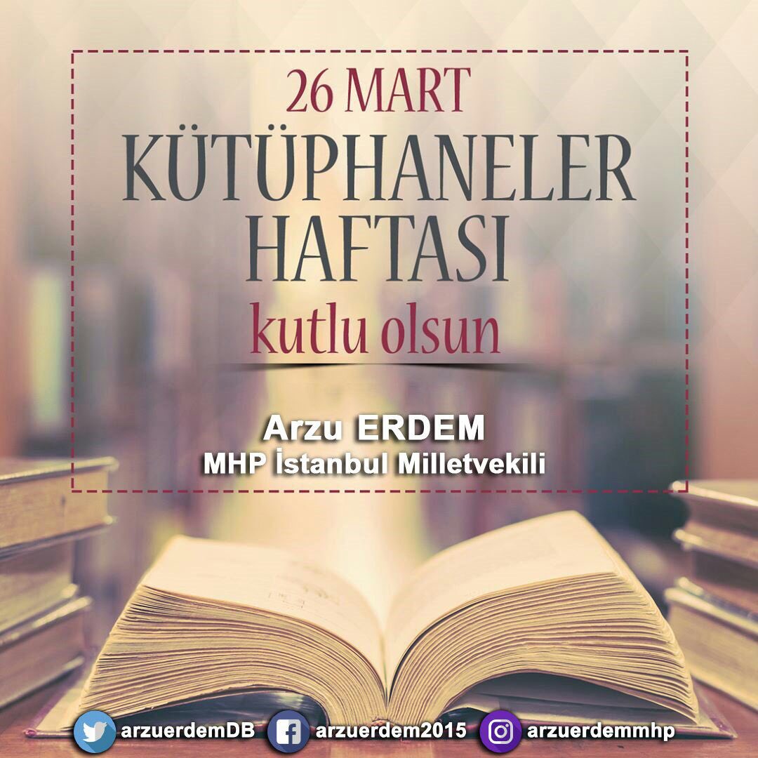 Kitap okuma oranımızın artması temennisiyle  #KütüphaneHaftası kutlu olsun.

Kitaptan daha iyi bir arkadaş yoktur; zaman zaman insanları dert ortağı eder; insanın gönlünü açar; böylesine güzel bir dost görülmemiştir; ne incitir, ne incinir.