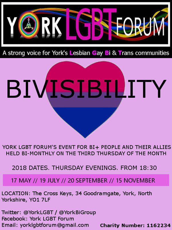York Bi Group (@yorkbigroup) on Twitter photo Calling bi+ people in York. Please put the dates in your diary for bi-monthly meetings run by <a href="/YorkLGBT/">York LGBT Forum</a>. Hope to see you there 💜 Calling bi+ people in York. Please put the dates in your diary for bi-monthly meetings run by <a href="/YorkLGBT/">York LGBT Forum</a>. Hope to see you there 💜