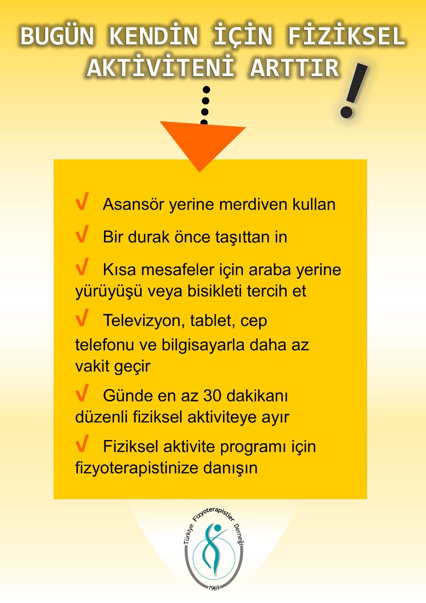 TFD1969's tweet photo. 🚶🏃 #FizikselAktivite programınız için,
 ➡ #Fizyoterapist 'inize danışın. https://t.co/SGJ8QuIfjH