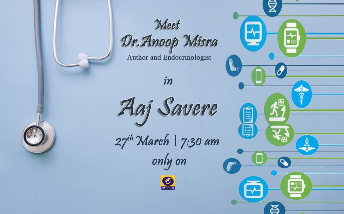 BloomsburyIndia's tweet photo. Tune in to @DDNational tomorrow at 7:30 am and meet @docanoopmisra (author of #DiabetesWithDelight ) https://t.co/OewwFpqngX