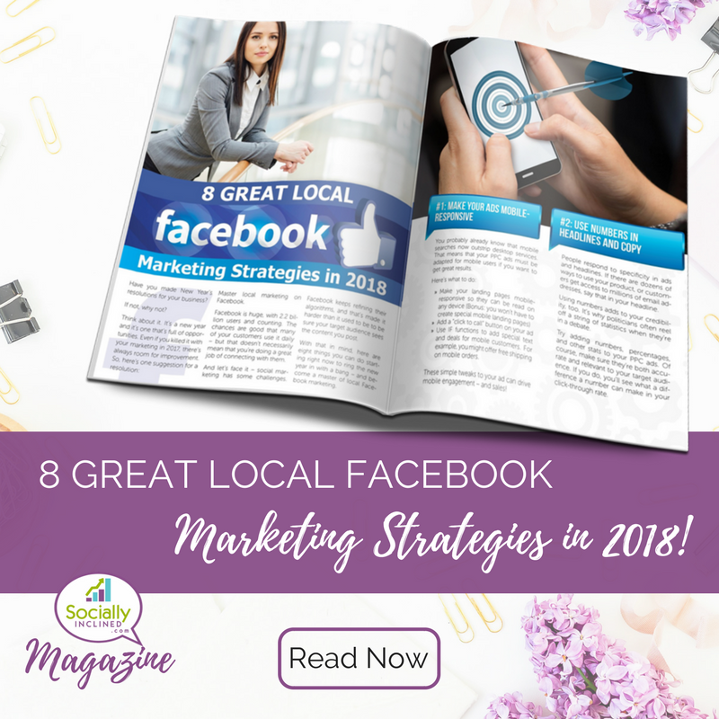 SocIncJulie's tweet photo. Hi there! It's MAGAZINE Monday! 😃 Check out this article from the MARCH 🍀 Edition (Vol 39) of our Socially Inclined Magazine! 

This week, we share 8 great local marketing strategies for Facebook! If yo ... https://t.co/1Sd2oRbKpP https://t.co/FWXKKXWBE4 https://t.co/dTTfPE3Tm1 https://t.co/oftKbBAyaa