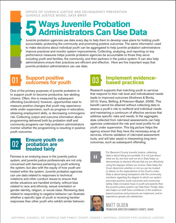 StatBB's tweet image. 5 Ways Juvenile Probation Administrators Can Use Data : New Brief Outlines  Ways Juvenile Probation Administrators Can Use Data To  Improve Practices and Monitor System Improvements   bit.ly/2IIWvto #ModelData @NCJFCJ @APPAinfo @cjca_pbs @NJJNetwork @TheIACP