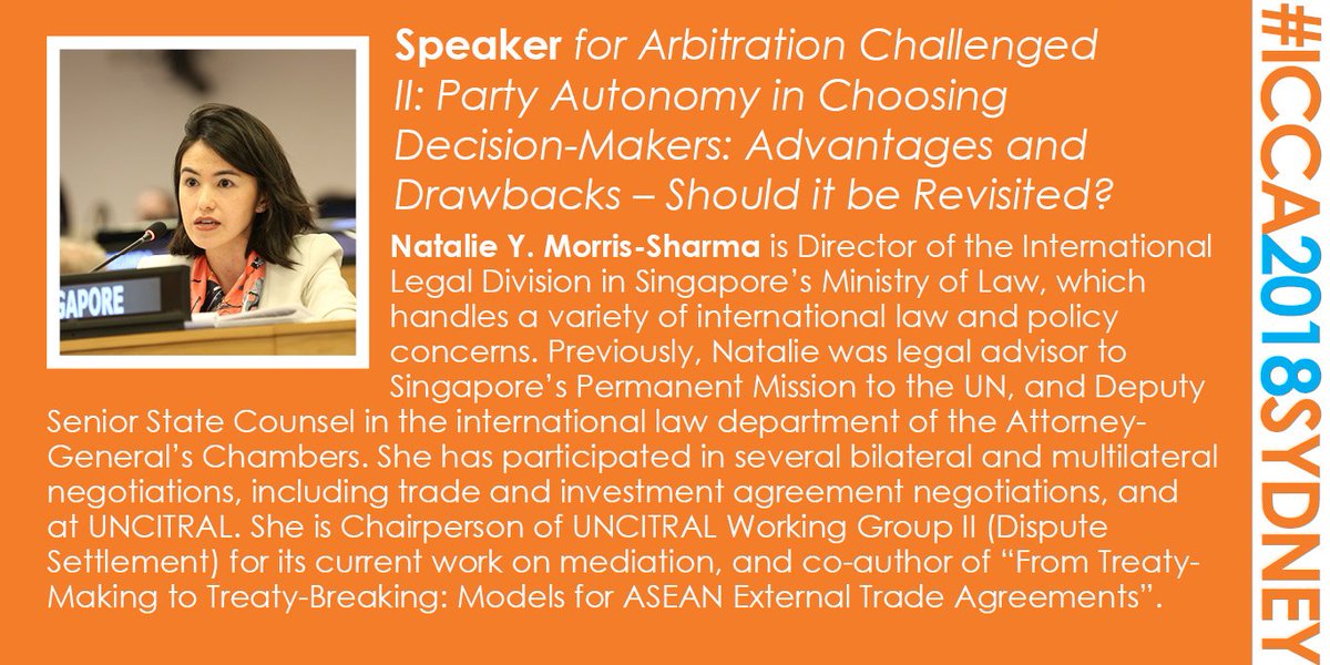 Introducing the final Speaker for the panel on Party Autonomy in Choosing Decision-Makers at #ICCA2018Sydney: Natalie Morris-Sharma. Not yet registered? Secure your spot and register here: lnkd.in/gwi2qmE . #MeetTheSpeakers