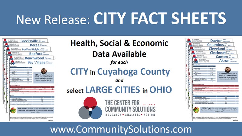 KateWarrenCLE's tweet image. I'm thrilled to share that @CommunitySols released fact sheets containing data on major cities in Ohio and every city in Cuyahoga County! These are a great resource for people to find data all in one place to help them understand conditions in their city! communitysolutions.com/resources/comm…