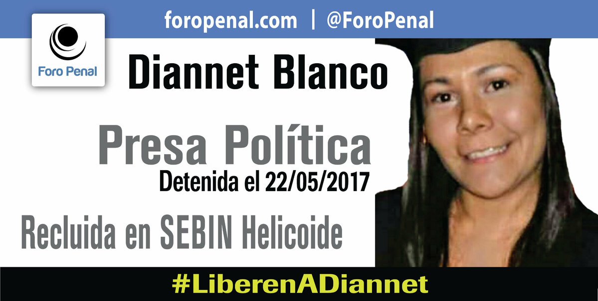 GarrinsonMaita's tweet photo. #26Mar SEBIN mantiene presa a Diannet Blanco Prieto #UCV desde el #22May2017, y aún no la traslada a su primera Audiencia en Tribunal Militar 3ro de Control. #LiberenADiannet. Ella #NoEsTerrorista. Ella es #Ucevista. @ForoPenal.  #NoAlSecuestroDeDiannet https://t.co/fAKPDKXiNI