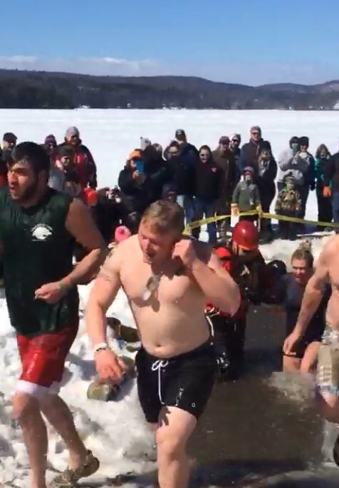 This weekend, our very own Gus Semanchik was Freezin’ for a Reason! Nice job contributing to a great cause at the Polar Plunge on Lake Bomoseen! #wearespartans #MolonLabe
