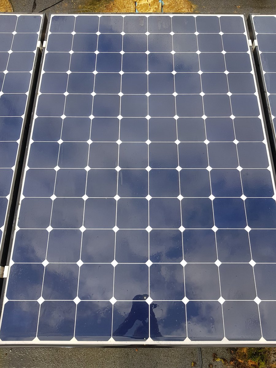 Saventsolar's tweet photo. Spring cleaning underway to maximise Solar PV generation. Maintenance from £199 for 4kWp or 16 module system. Before and after cleaning. https://t.co/F7HcTq0uDa