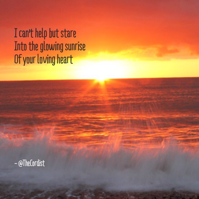 TheCordist's tweet photo. @Lalaninjacakes1 

I can't help but stare
Into the glowing sunrise
Of your loving heart

#haiku #RyeUK #sunrise #love #Rye #beach #ocean https://t.co/Pwy6p49RfN