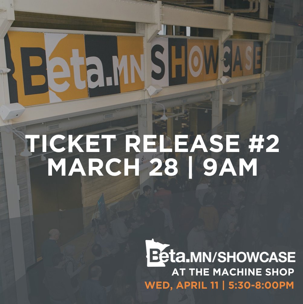 betadotmn's tweet photo. We told you it would happen . . . Our first batch of #Showcase tickets are completely sold out! Didn't get yours? Tune in this Wednesday at 9am when the next round opens up! https://t.co/oACqcGkwPy