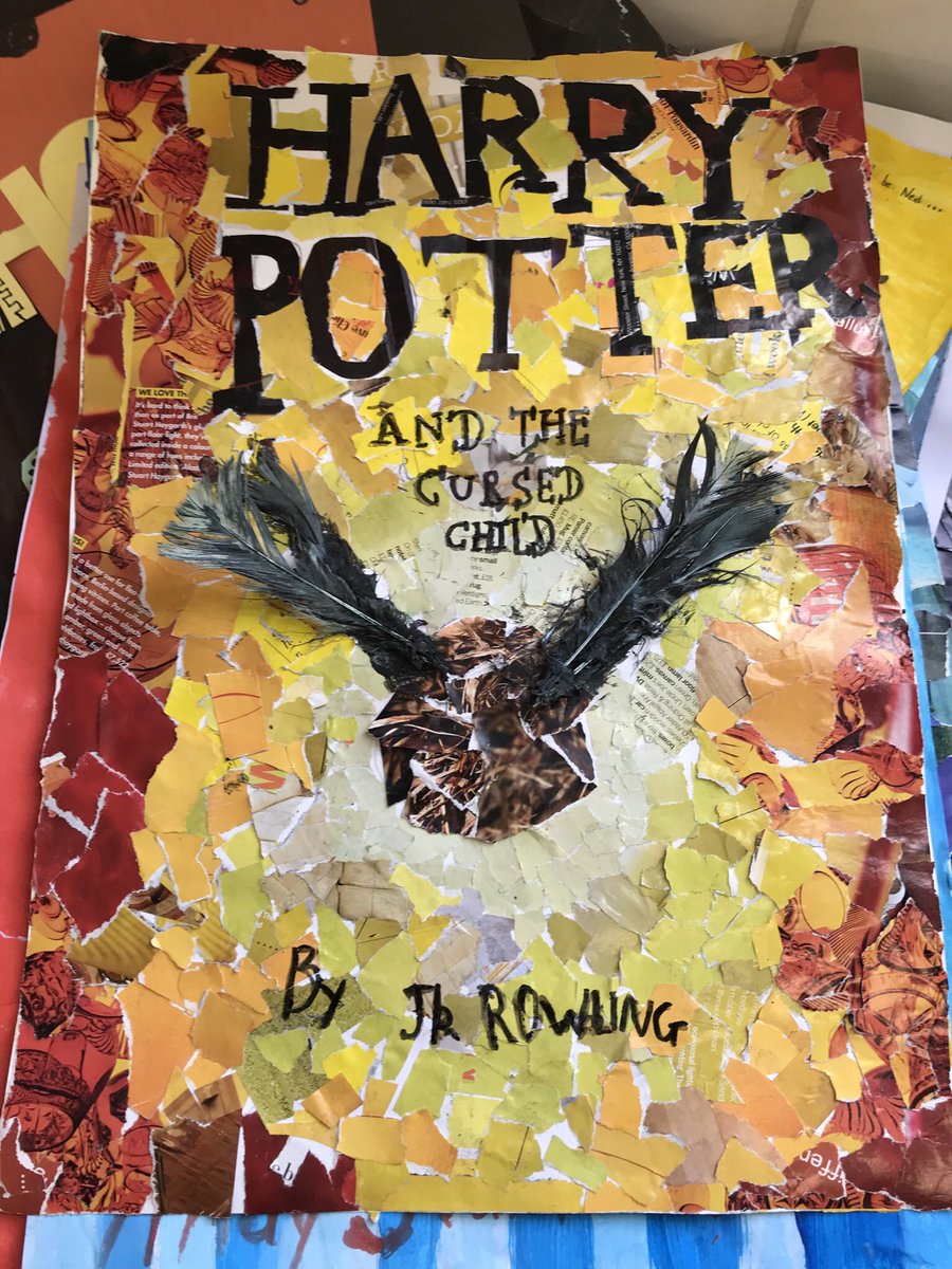 MrMc92's tweet image. Some examples of my class’ homework projects, which were to design a collage of the cover of a book that they love. @MaryAliceEvans @_Reading_Rocks_ #readingrocks