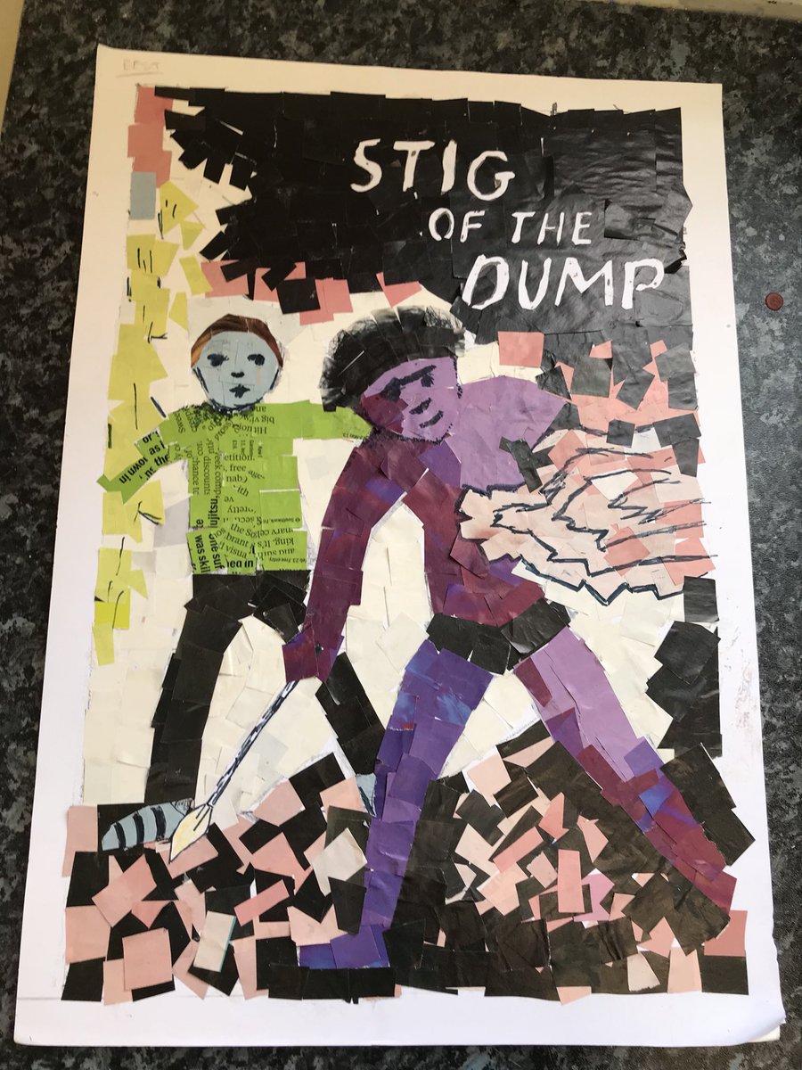 MrMc92's tweet image. Some examples of my class’ homework projects, which were to design a collage of the cover of a book that they love. @MaryAliceEvans @_Reading_Rocks_ #readingrocks